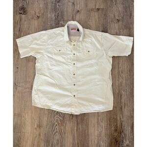 Wrangler Men's XL Beige Cotton Short Sleeve Button-Up Shirt Spread Collar